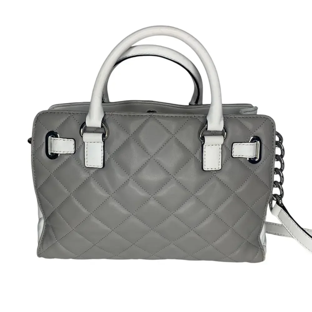 Michael Kors Hamilton Quilted Gray and White Hand Shoulder Bag